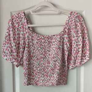 Spohie Rue - Floral Pink Smocked Women's Top - Size S